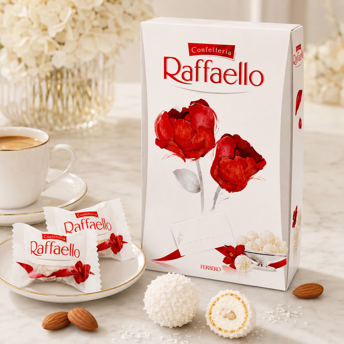 Ferrero Raffaello Coconut Almond Wafer Candy Gift Box, 8 Pieces, 2.82 oz (80 g)