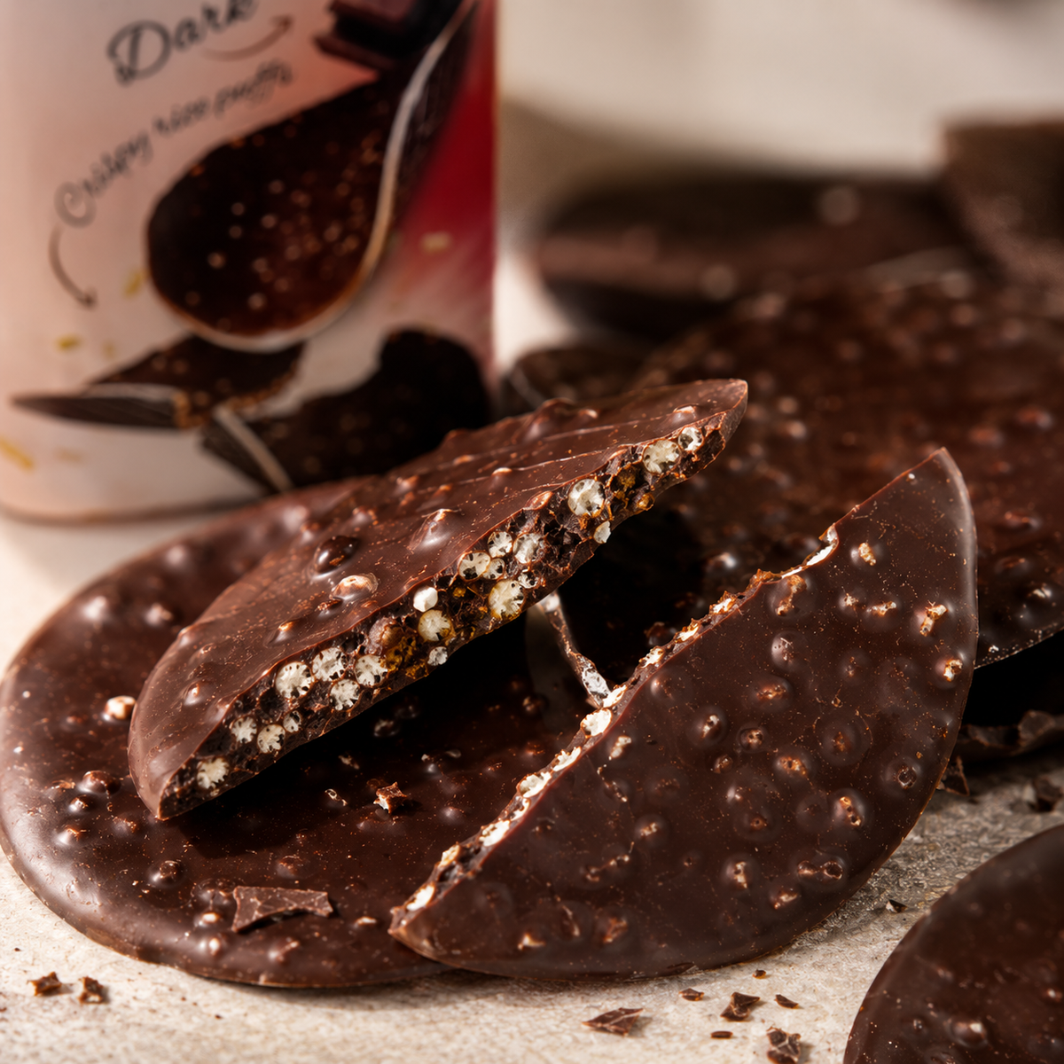 Royal Chocolates Belgian Dark Chocolate Thins with Crispy Rice Puffs, 4.4 oz (125 g)