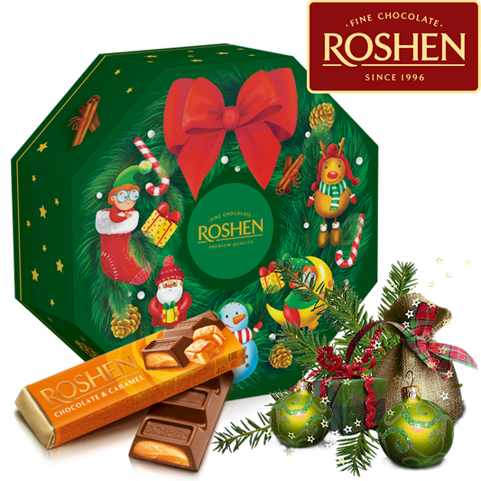 Roshen, "Christmas Wreath" Holiday Candy Assortment Gift Set, 598g/21.09oz (Pack of 6)