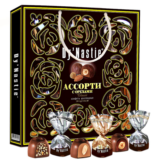 Dy'Nastie, Classic Holiday Collection Dark Chocolate Candy with Nuts Assortment, 210g/7.41oz (Pack of 5)