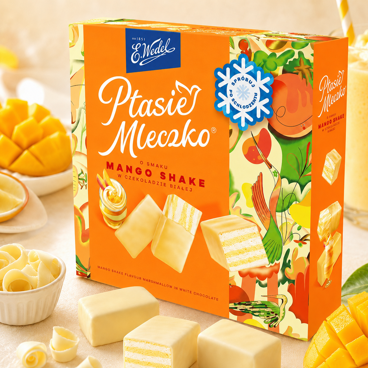 E. Wedel Limited Edition Ptasie Mleczko Polish Bird's Milk – Mango Shake in White Chocolate, 340g