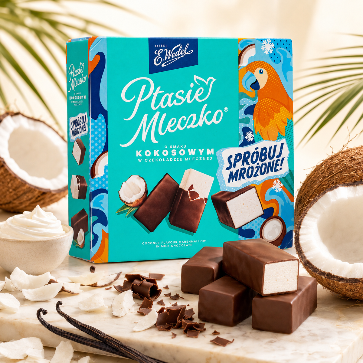 E. Wedel Limited Edition Ptasie Mleczko Polish Bird's Milk – Coconut Vanilla Marshmallow in Milk Chocolate, 340g