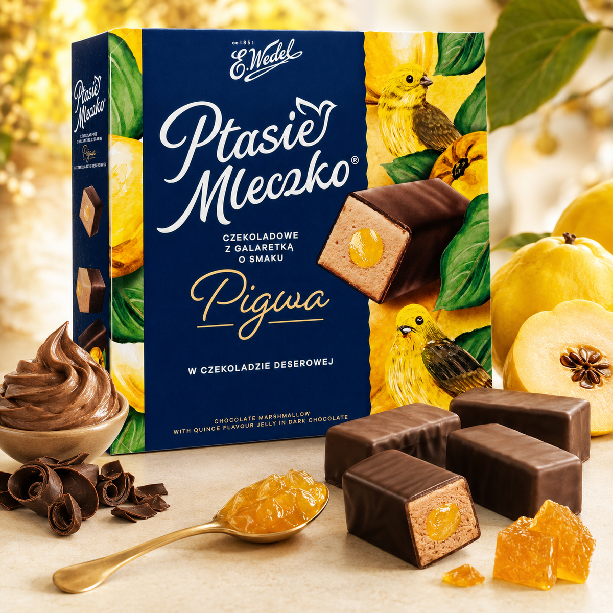 E. Wedel Limited Edition Ptasie Mleczko Polish Bird's Milk – Chocolate Marshmallow with Quince Jelly in Dark Chocolate, 340g