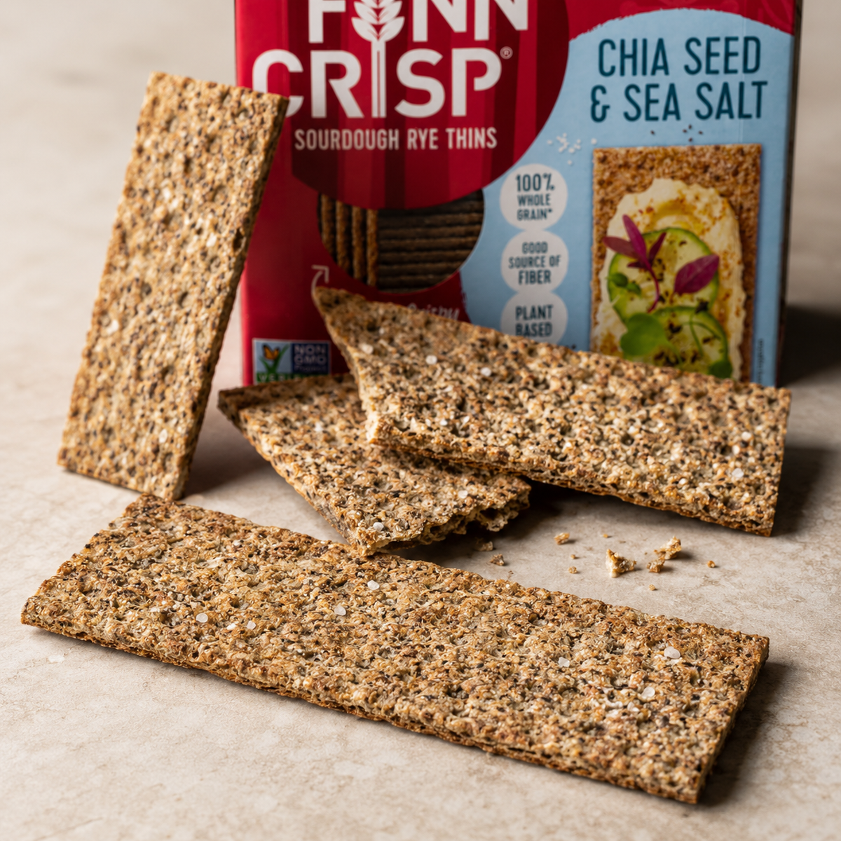 Finn Crisp Chia Seeds & Sea Salt Sourdough Rye Crispbread Thins, 6.8 oz (195 g)