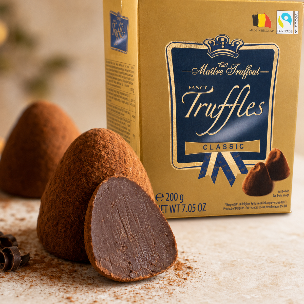 Maitre Truffout Classic Belgian Cocoa-Dusted Truffles, 200g