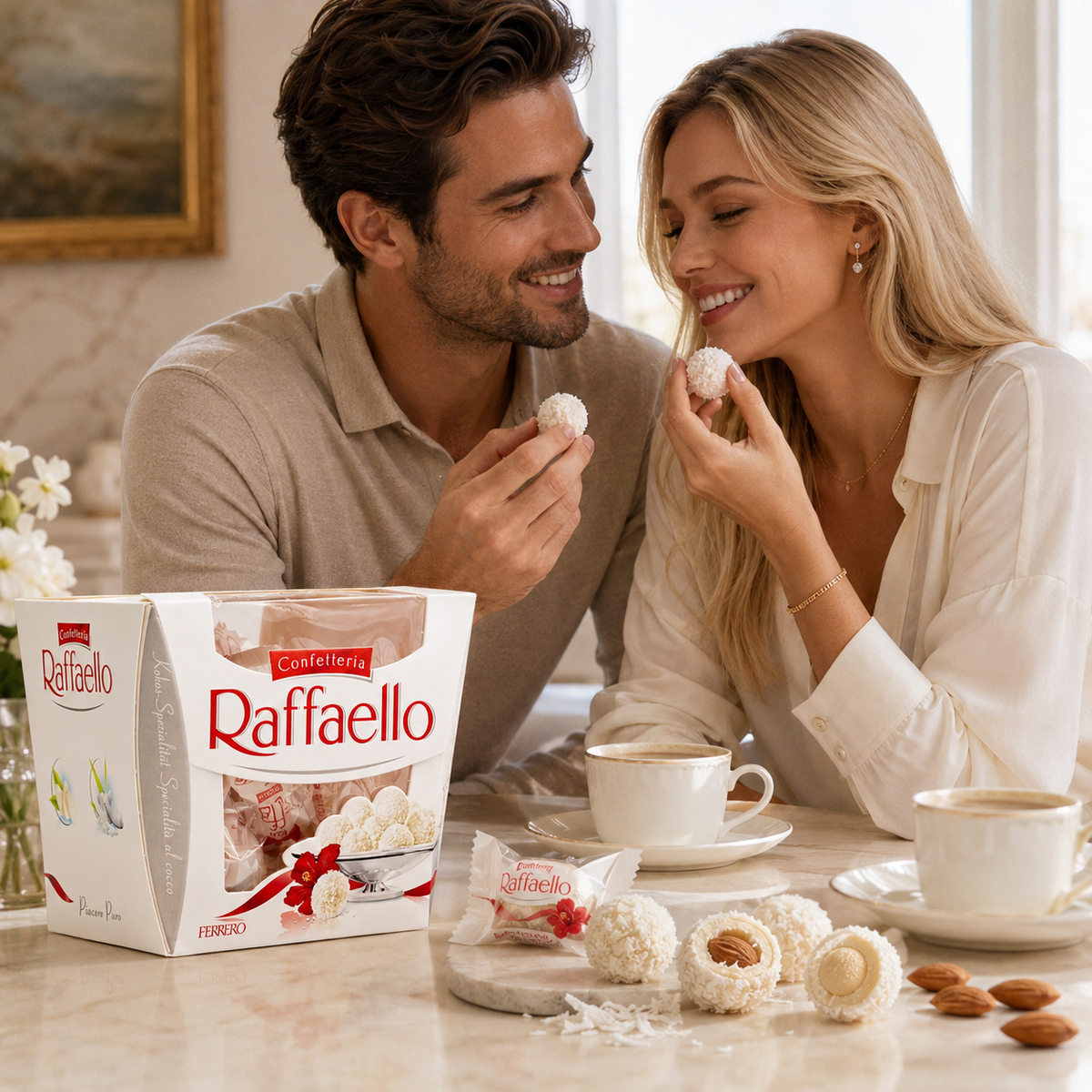 Ferrero Raffaello Coconut Almond Wafer Candy Gift Box, 14 Pieces, 5.29 oz (150 g)