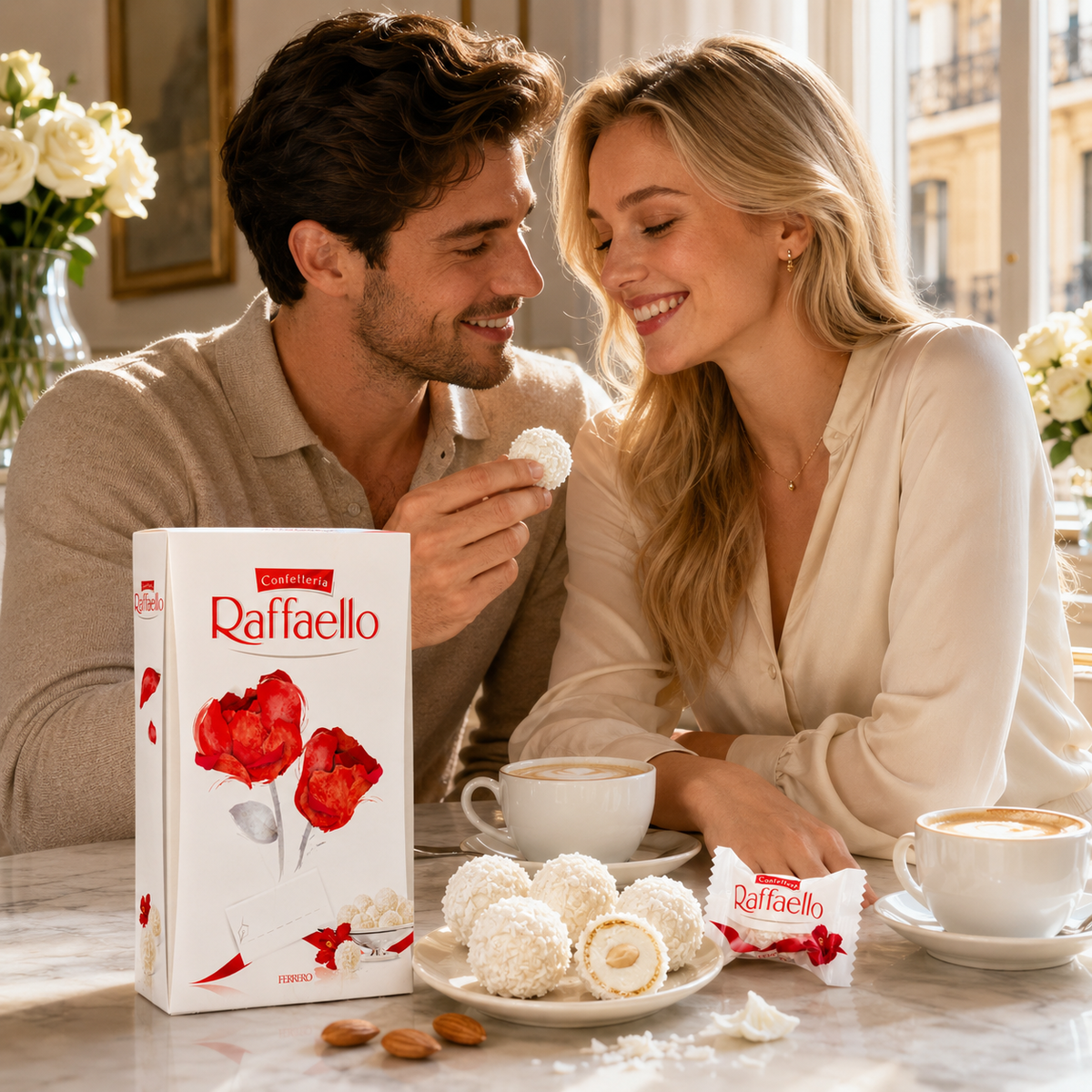 Ferrero Raffaello Coconut Almond Wafer Candy Gift Box, 8 Pieces, 2.82 oz (80 g)
