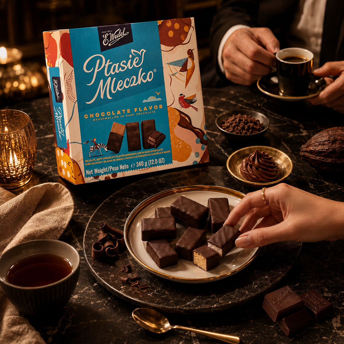 E. Wedel Ptasie Mleczko Polish Bird's Milk – Chocolate Marshmallow in Dark Chocolate, 340g