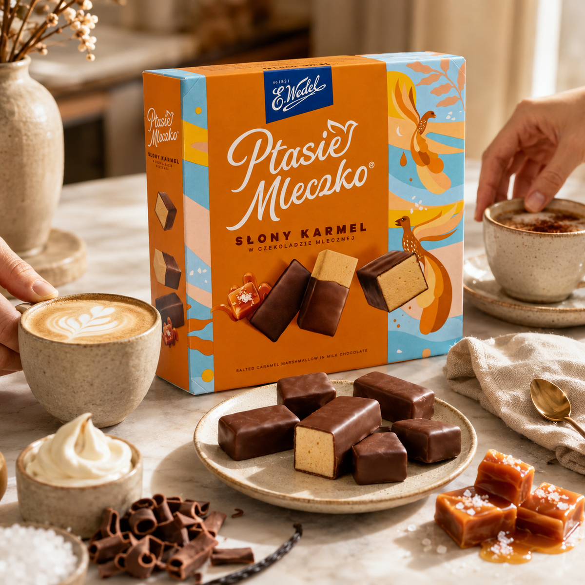 E. Wedel Ptasie Mleczko Polish Bird's Milk – Salted Caramel Marshmallow in Milk Chocolate, 340g