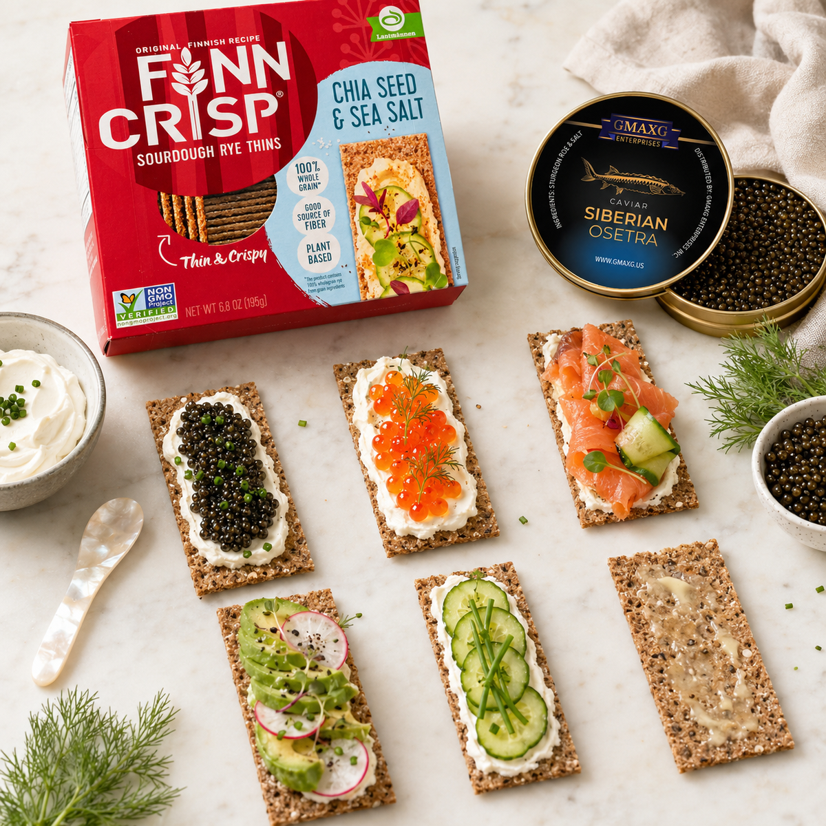 Finn Crisp Chia Seeds & Sea Salt Sourdough Rye Crispbread Thins, 6.8 oz (195 g)
