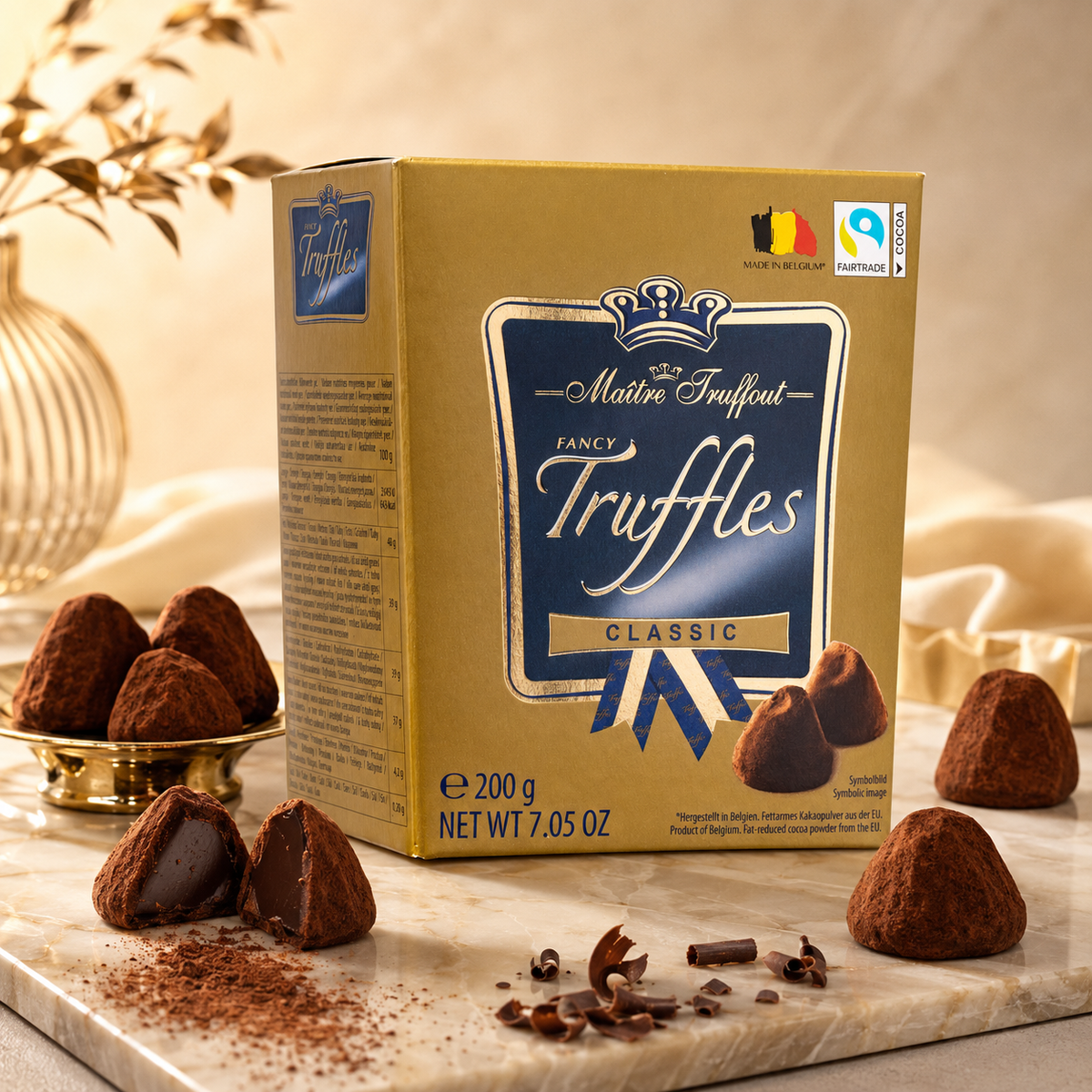 Maitre Truffout Classic Belgian Cocoa-Dusted Truffles, 200g