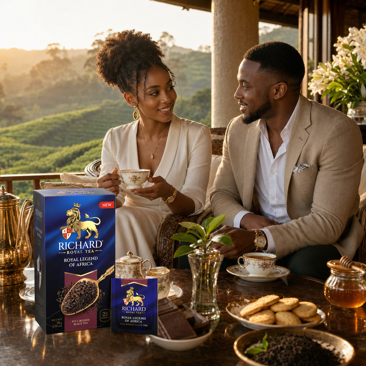 Richard Royal Legend of Africa Full-Bodied Black Tea Bags, 25-Sachet Gift Box, 50g