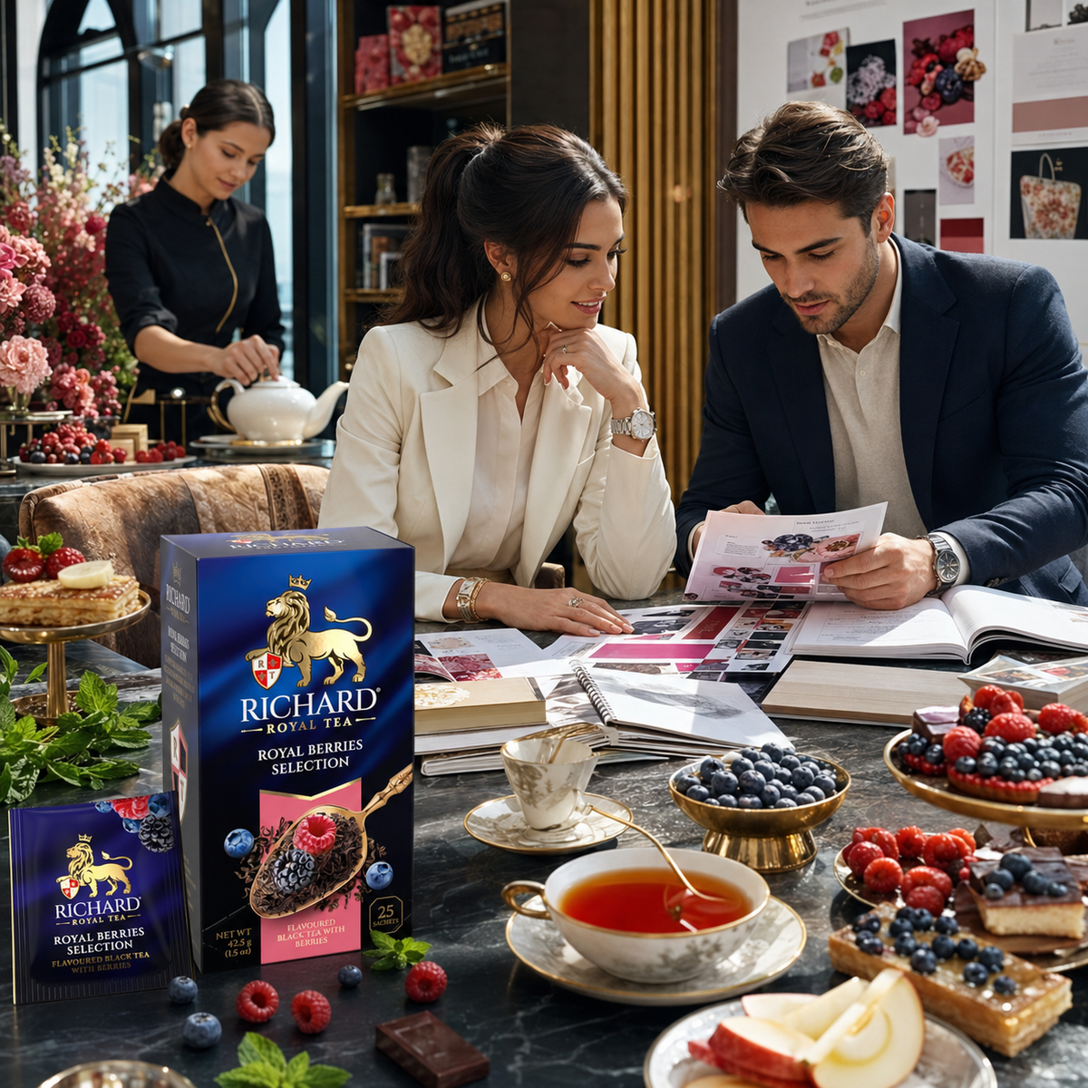 Richard Royal Berries Selection Black Tea Bags with Blueberry, Strawberry & Raspberry, 25-Sachet Gift Box, 42.5g