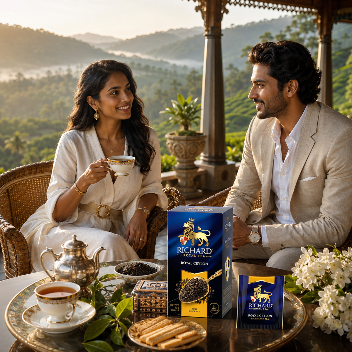 Richard Royal Ceylon Black Tea Bags from Sri Lanka, Rich & Full-Bodied, 25-Sachet Gift Box, 50g
