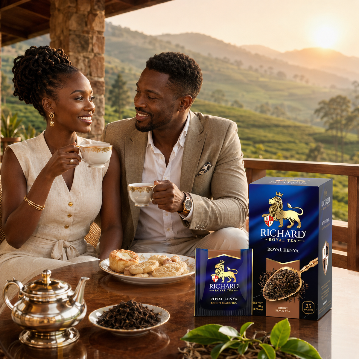 Richard Royal Kenya Black Tea Bags, Mountain-Grown Bright African Tea, 25-Sachet Gift Box, 50g