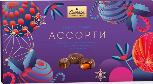 Couturier, Festive Holiday Candy Gift Box Assortment with Cream, Chocolate & Creme Brulee Fillings, 130g/4.59oz (Pack of 14)