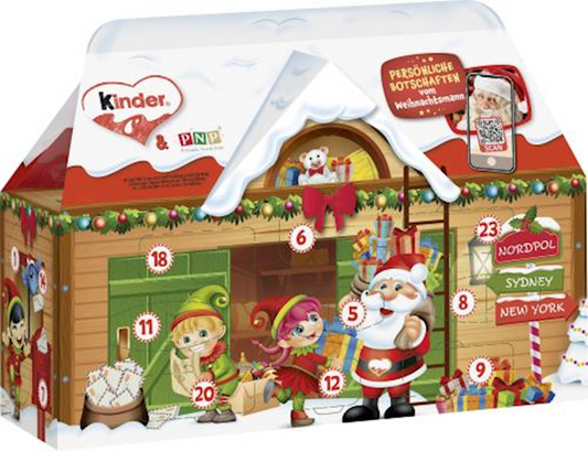 Kinder, Candy Assortment "Santa's House" Holiday Adventskalender, 234g/8.25oz (Pack of 4)