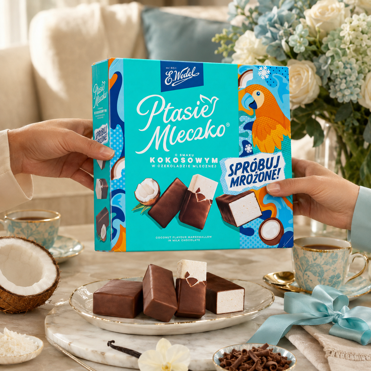 E. Wedel Limited Edition Ptasie Mleczko Polish Bird's Milk – Coconut Vanilla Marshmallow in Milk Chocolate, 340g