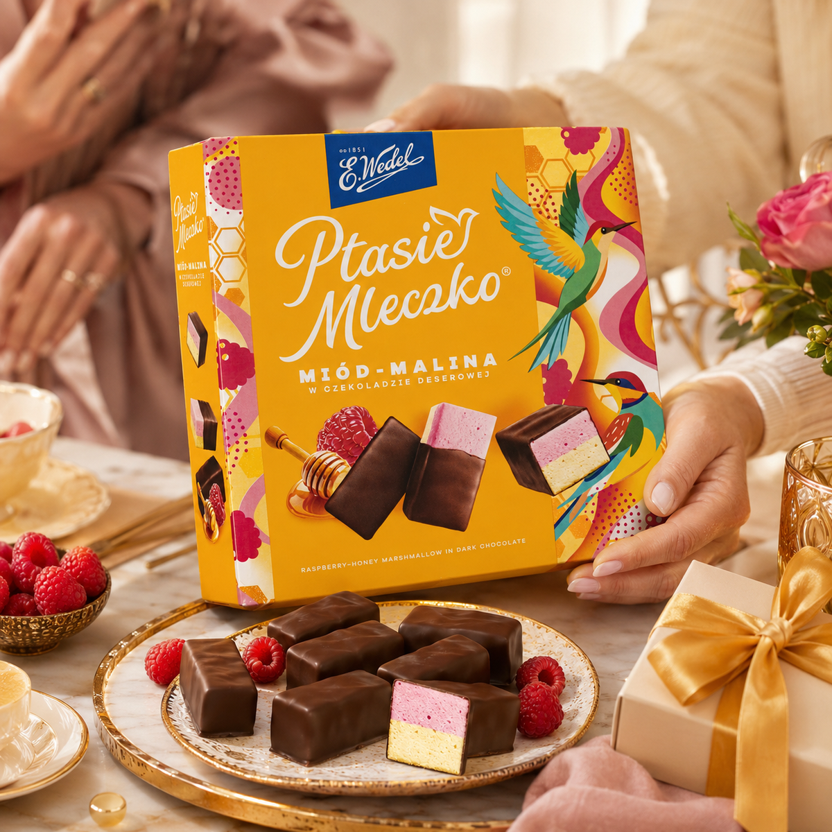 E. Wedel Limited Edition Ptasie Mleczko Polish Bird's Milk – Raspberry Honey in Dark Chocolate, 340g