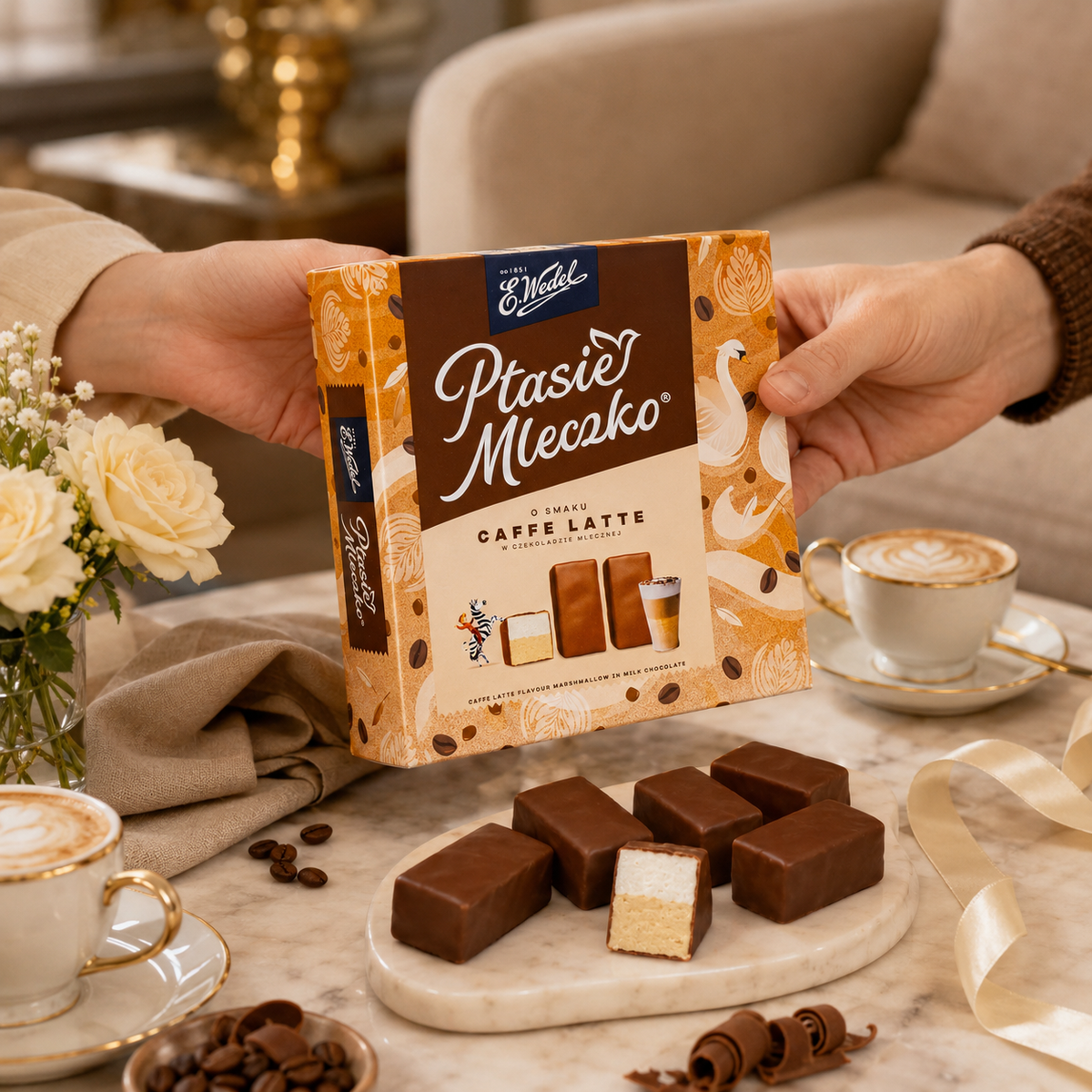 E. Wedel Ptasie Mleczko Polish Bird's Milk – Caffe Latte Marshmallow in Milk Chocolate, 340g