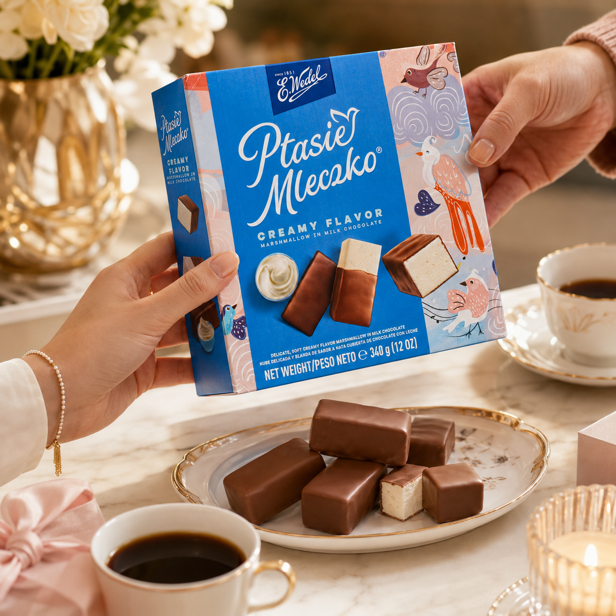 E. Wedel Ptasie Mleczko Polish Bird's Milk – Creamy Marshmallow in Milk Chocolate, 340g