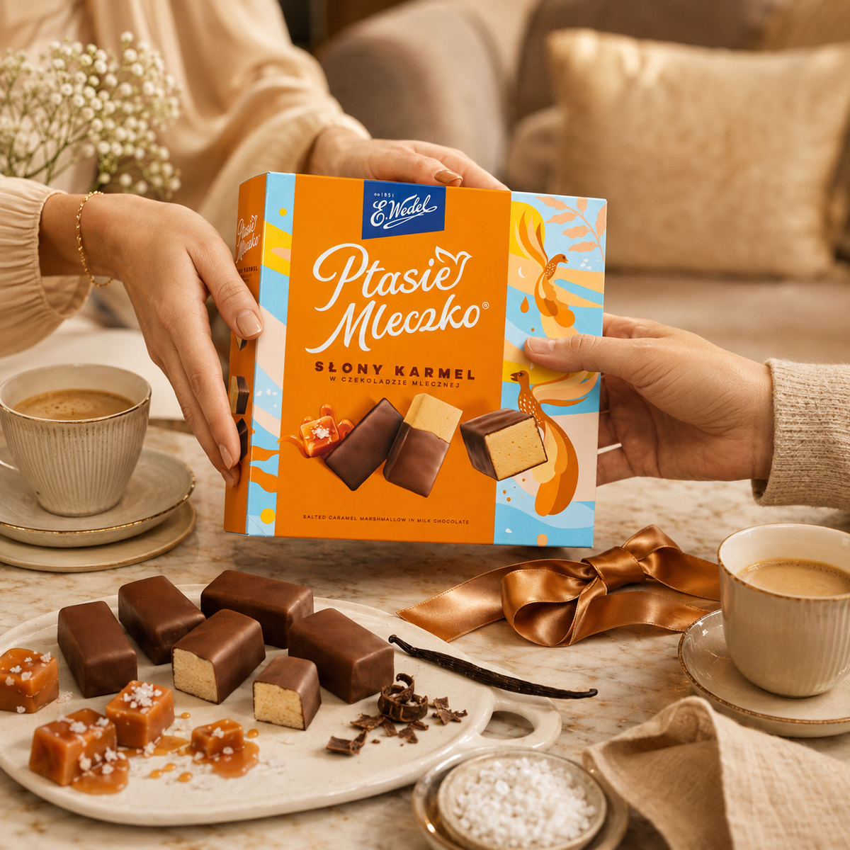 E. Wedel Ptasie Mleczko Polish Bird's Milk – Salted Caramel Marshmallow in Milk Chocolate, 340g