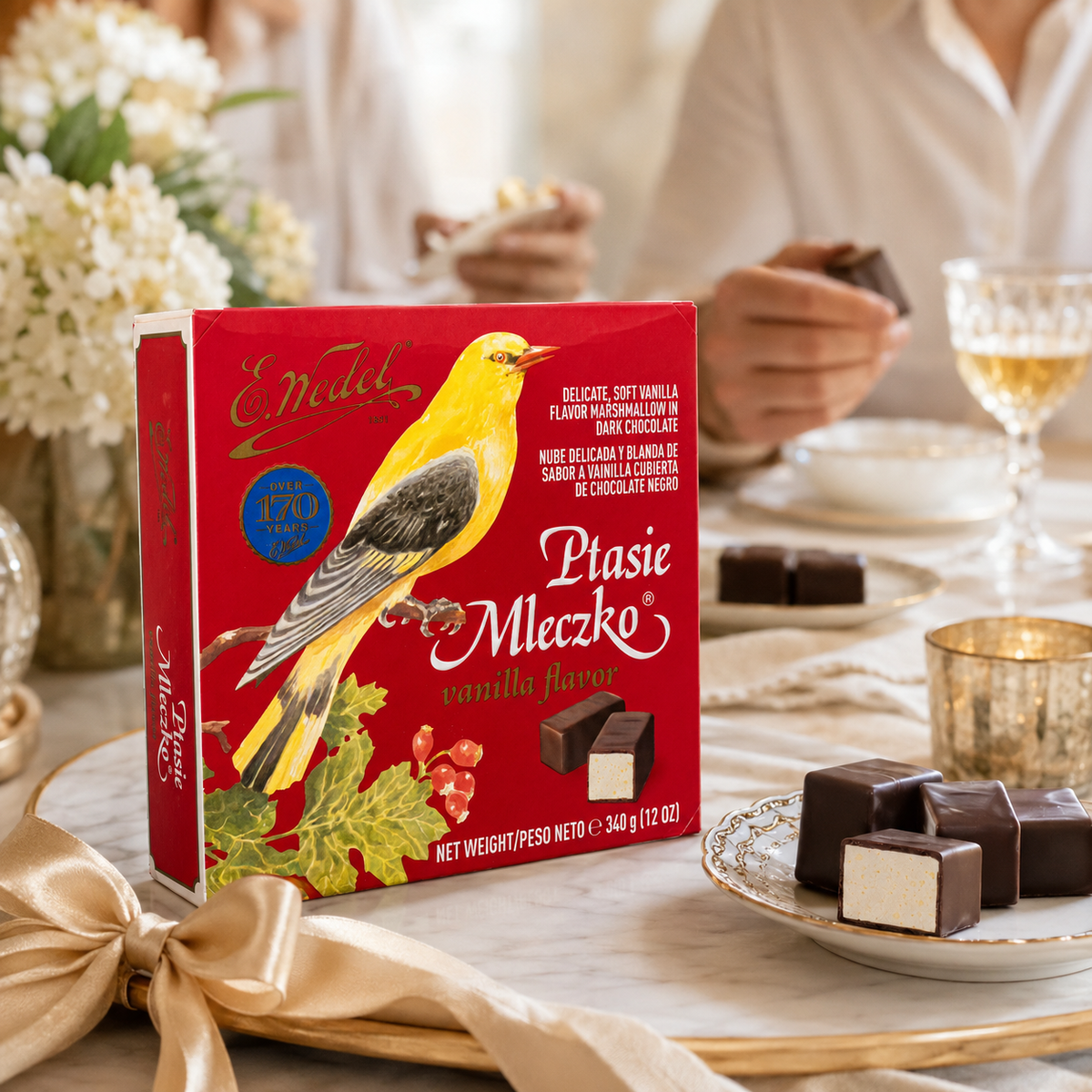E. Wedel Vintage Ptasie Mleczko Polish Bird's Milk – Vanilla Marshmallow in Dark Chocolate, 340g