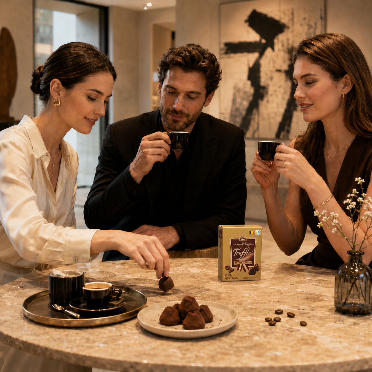 Maitre Truffout Coffee Flavor Belgian Cocoa-Dusted Truffles, 200g