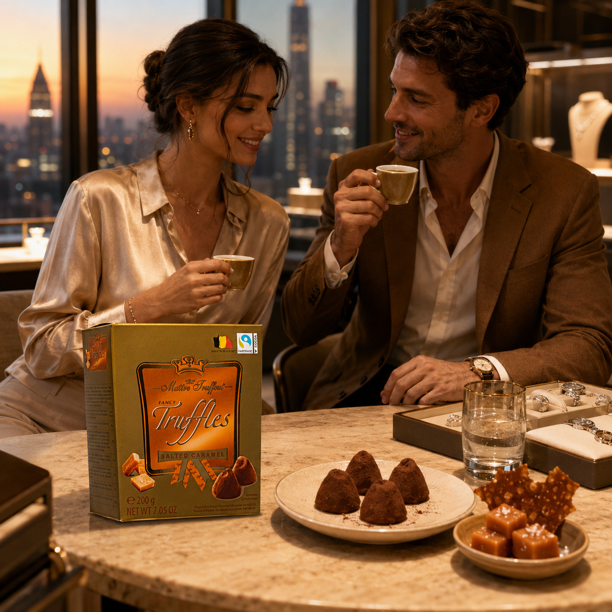 Maitre Truffout Salted Caramel Belgian Cocoa-Dusted Truffles, 200g