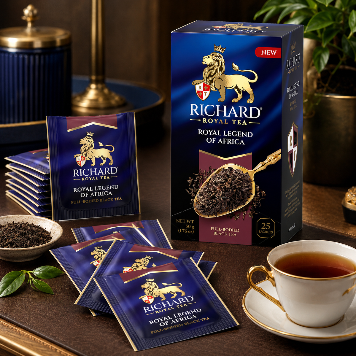Richard Royal Legend of Africa Full-Bodied Black Tea Bags, 25-Sachet Gift Box, 50g