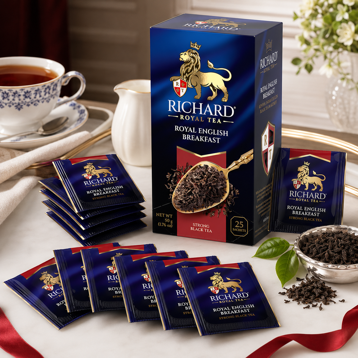 Richard Royal English Breakfast Black Tea Bags, Strong Full-Bodied Blend, 25-Sachet Gift Box, 50g