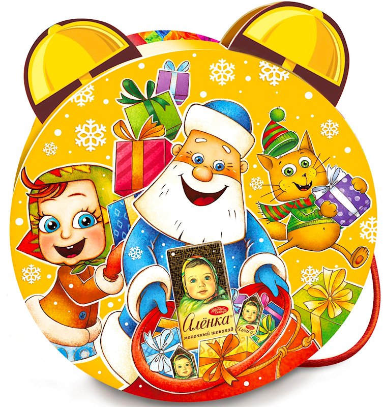 Krasnyi Oktyabr, Alenka "Funny Alarm Clock" Holiday Candy Gift Set, 351g/12.38oz (Pack of 4)
