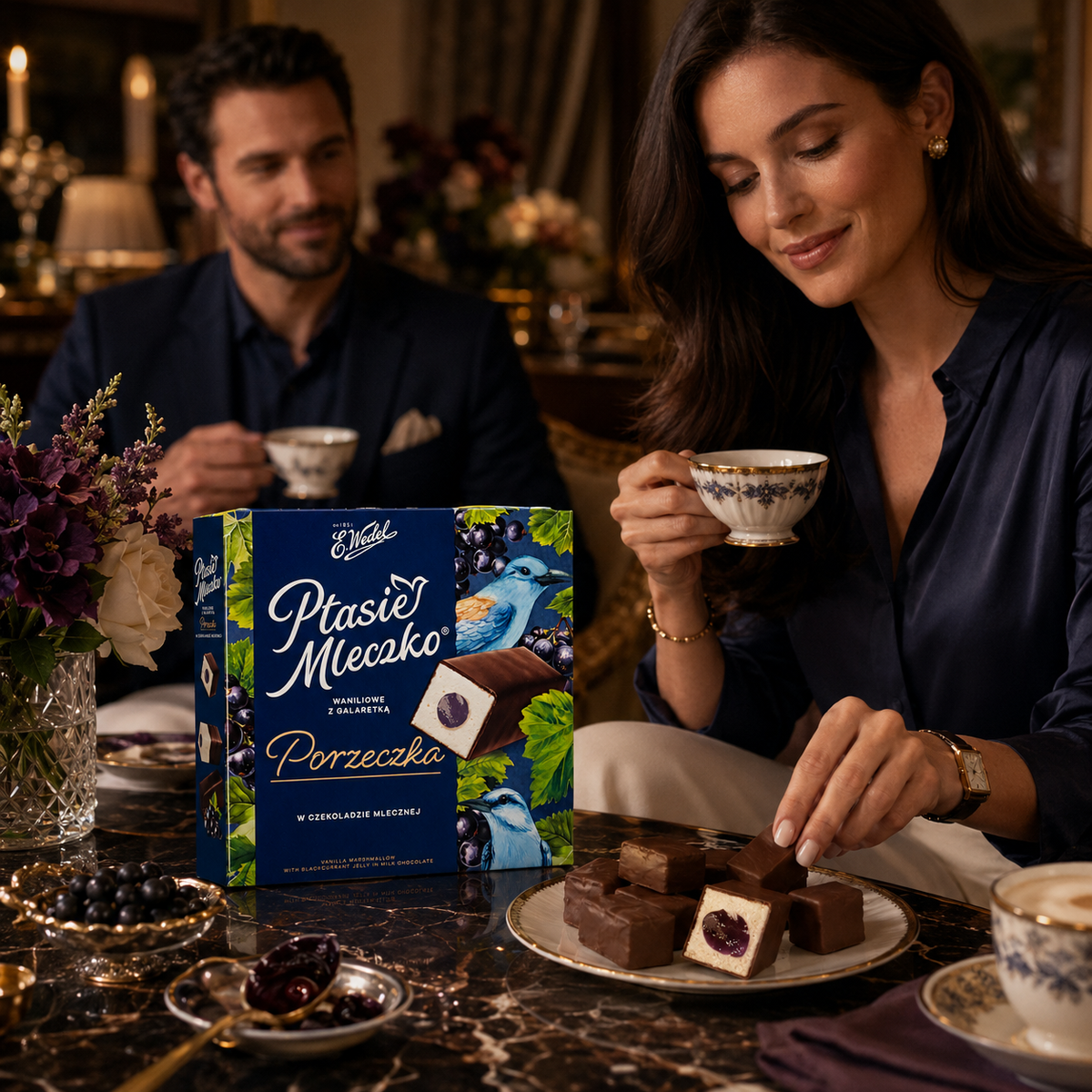 E. Wedel Limited Edition Ptasie Mleczko Polish Bird's Milk – Vanilla Marshmallow with Blackcurrant Jelly in Milk Chocolate, 340g
