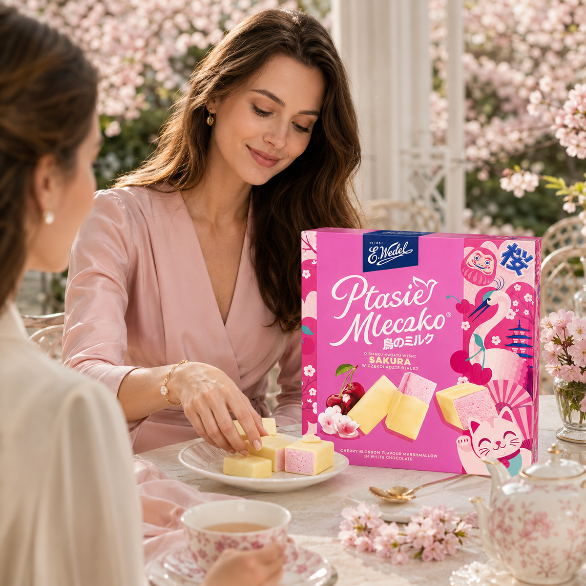 E. Wedel Limited Edition Ptasie Mleczko Polish Bird's Milk – Sakura Cherry Blossom in White Chocolate, 340g