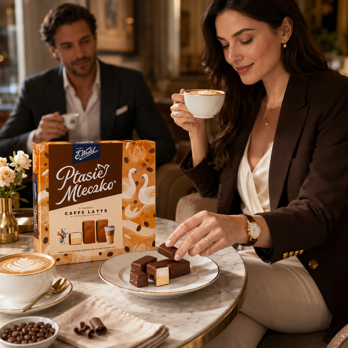 E. Wedel Ptasie Mleczko Polish Bird's Milk – Caffe Latte Marshmallow in Milk Chocolate, 340g