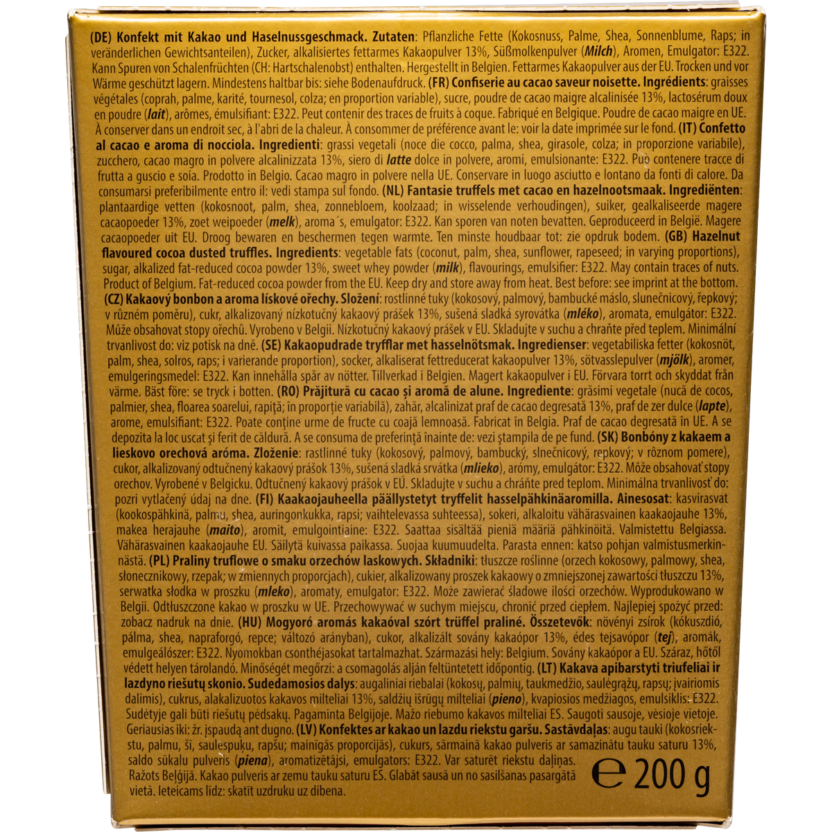 Maitre Truffout Hazelnut Flavor Belgian Cocoa-Dusted Truffles, 200g