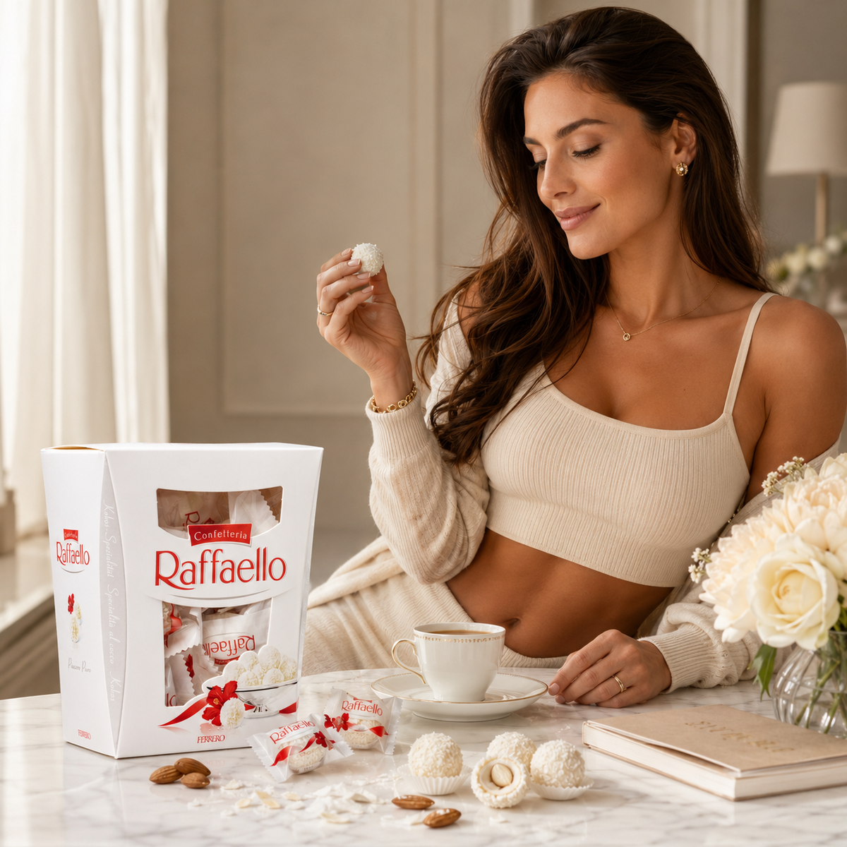 Ferrero Raffaello Coconut Almond Wafer Candy Gift Box, 22 Pieces, 8.05 oz (230 g)