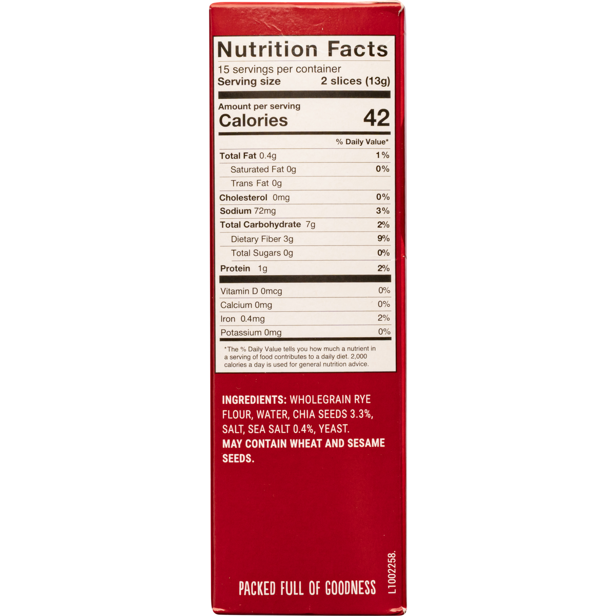 Finn Crisp Chia Seeds & Sea Salt Sourdough Rye Crispbread Thins, 6.8 oz (195 g)