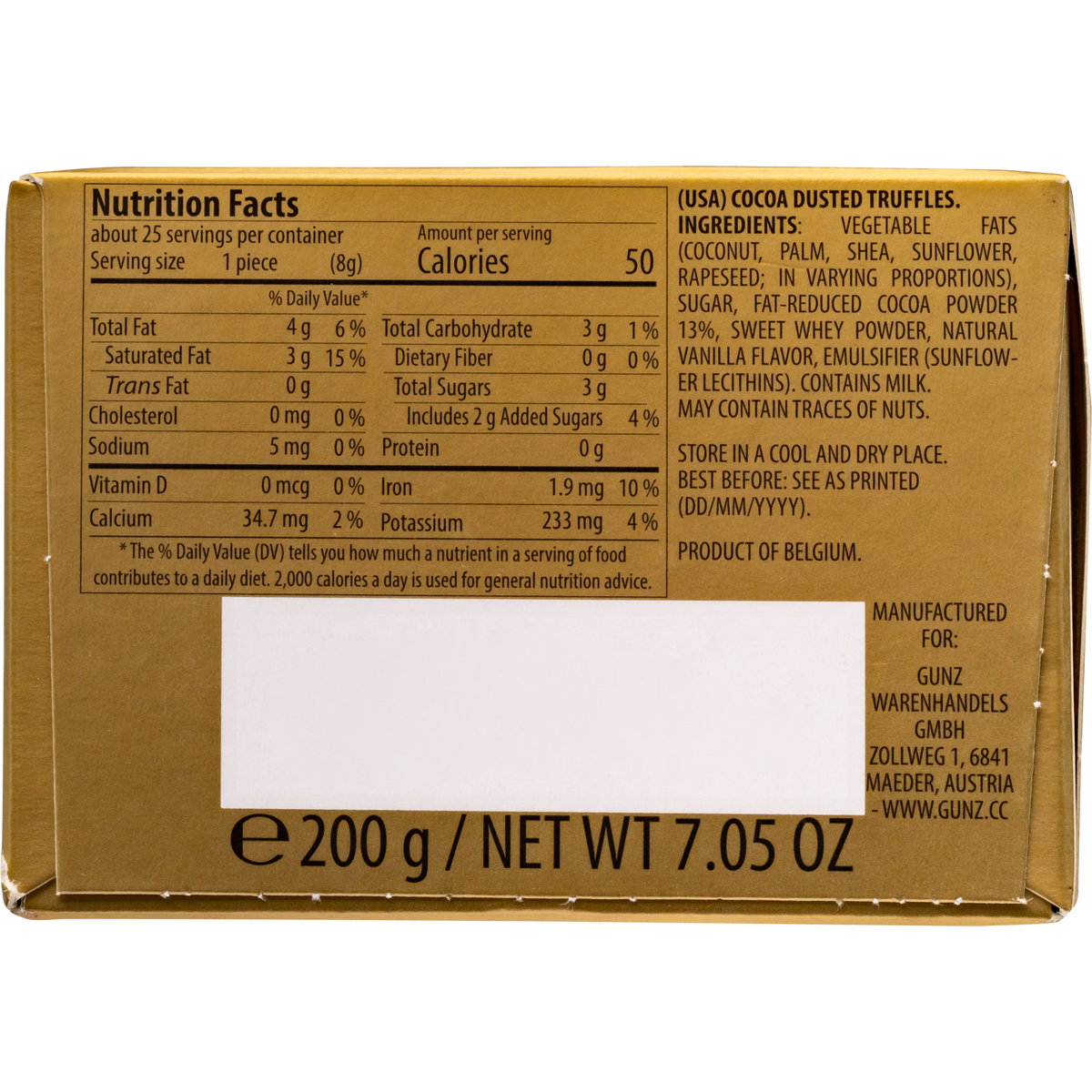 Maitre Truffout Classic Belgian Cocoa-Dusted Truffles, 200g