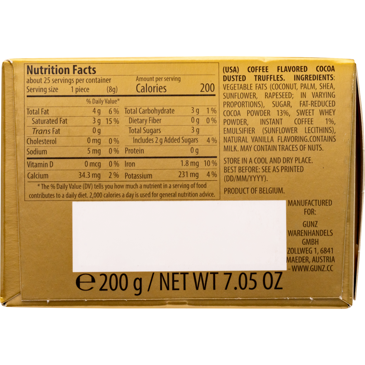 Maitre Truffout Coffee Flavor Belgian Cocoa-Dusted Truffles, 200g