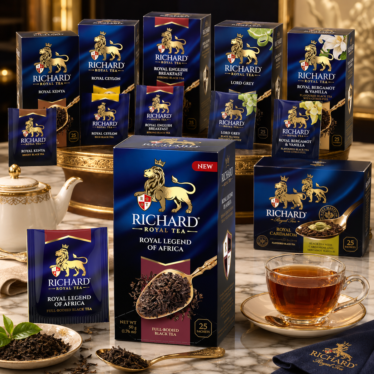 Richard Royal Legend of Africa Full-Bodied Black Tea Bags, 25-Sachet Gift Box, 50g
