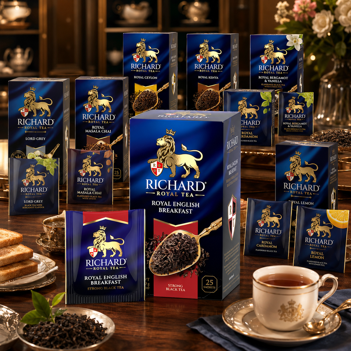 Richard Royal English Breakfast Black Tea Bags, Strong Full-Bodied Blend, 25-Sachet Gift Box, 50g