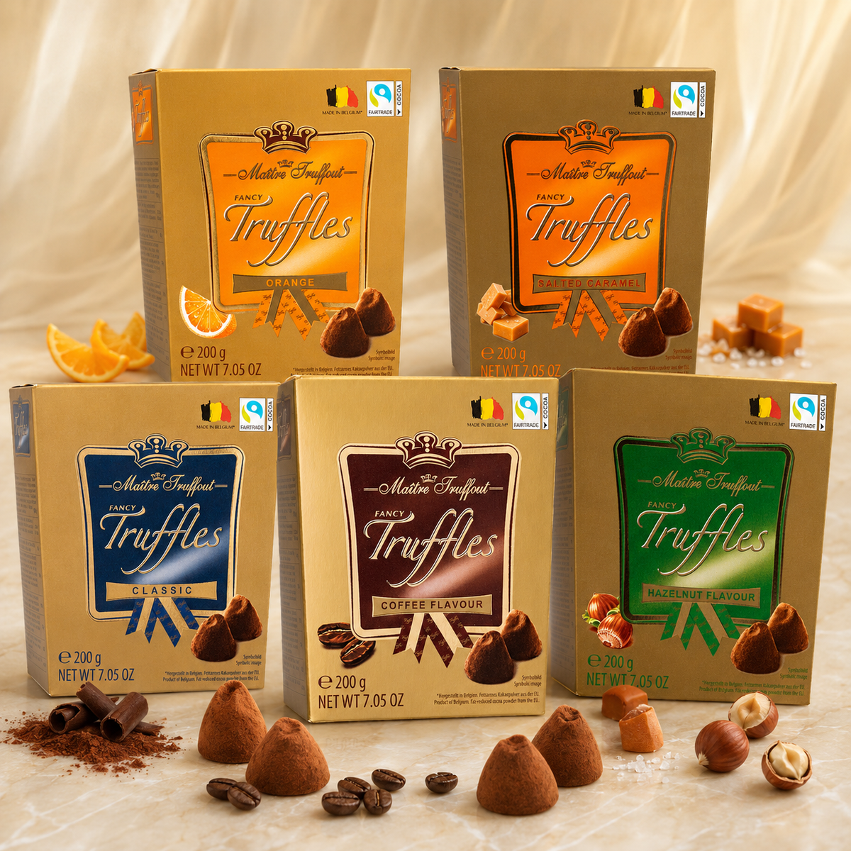 Maitre Truffout Coffee Flavor Belgian Cocoa-Dusted Truffles, 200g