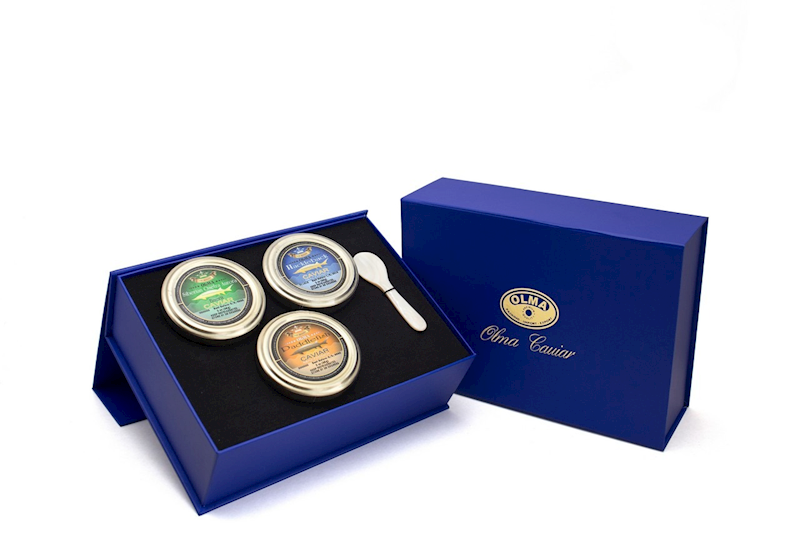Black Caviar Gourmet Gift Set (Siberian Osetra, Paddlefish & Hackleback)
