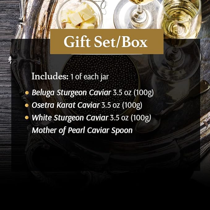 Black Caviar Gold Collection Gift Set (Beluga, Osetra & White Sturgeon)