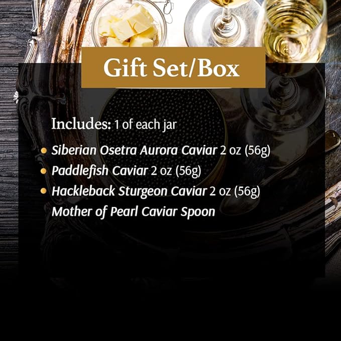 Black Caviar Gourmet Gift Set (Siberian Osetra, Paddlefish & Hackleback)