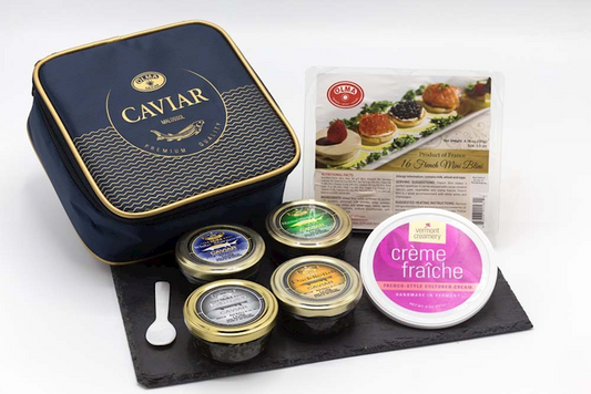 Majestic Black Caviar Gift Set (Osetra, Kaluga, White Sturgeon & Paddlefish)