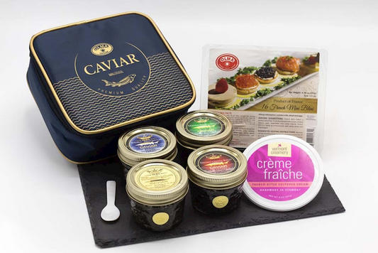 Royal Black Caviar Gift Set (Beluga, Osetra, White Sturgeon & Siberian Osetra)