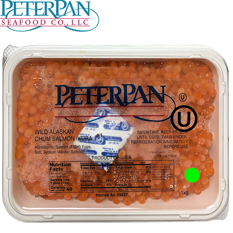 Wild Alaskan Salmon Red Caviar, Peter Pan, Chum #1 (Green Label), 1kg