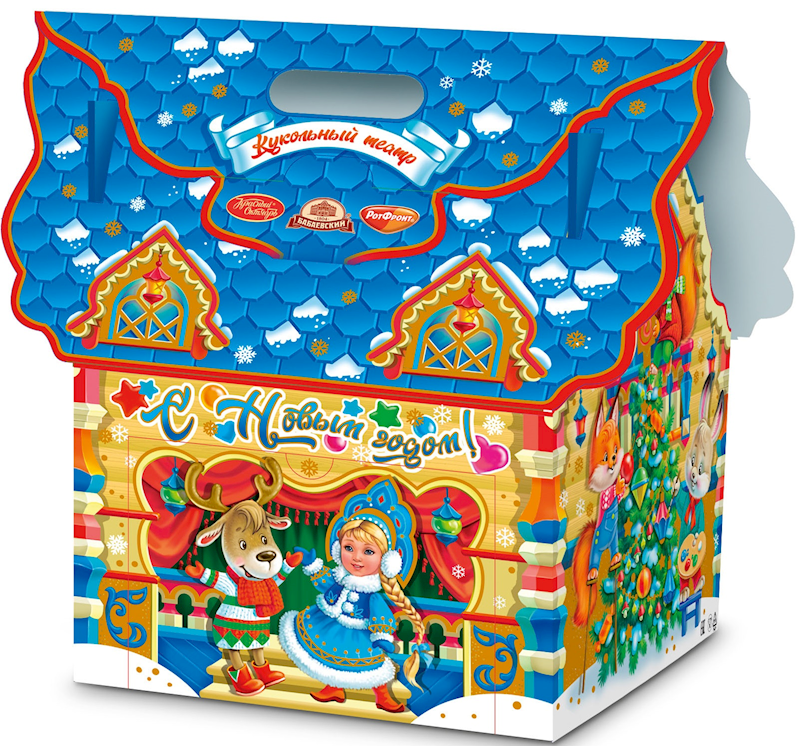 Exclusive Krasnyi Oktyabr, Babaevskiy & RotFront Collection, "Teremok" Holiday Candy Gift Set, 800g/28.22oz (Pack of 4)